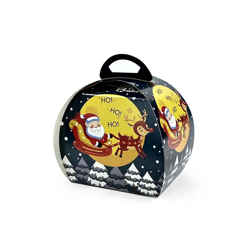 
amazon hot sale custom logo Xmas party decoration packaging caja Christmas apple eve paper gift paper box for treat cookie 