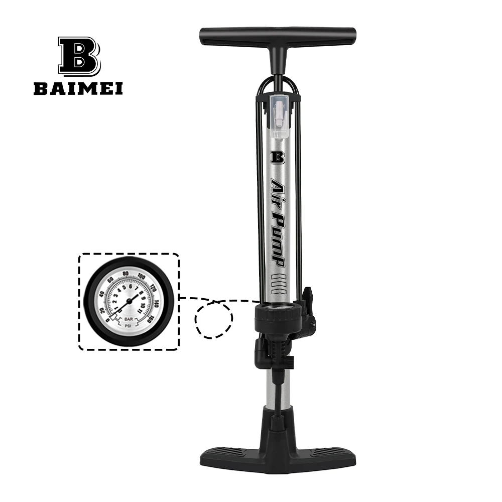 BM 160 Psi Presta Schrader Valve Tire Bike Air Pump Bicycle Pump Floor Cycle Portable With Pressure Gage Air Pump