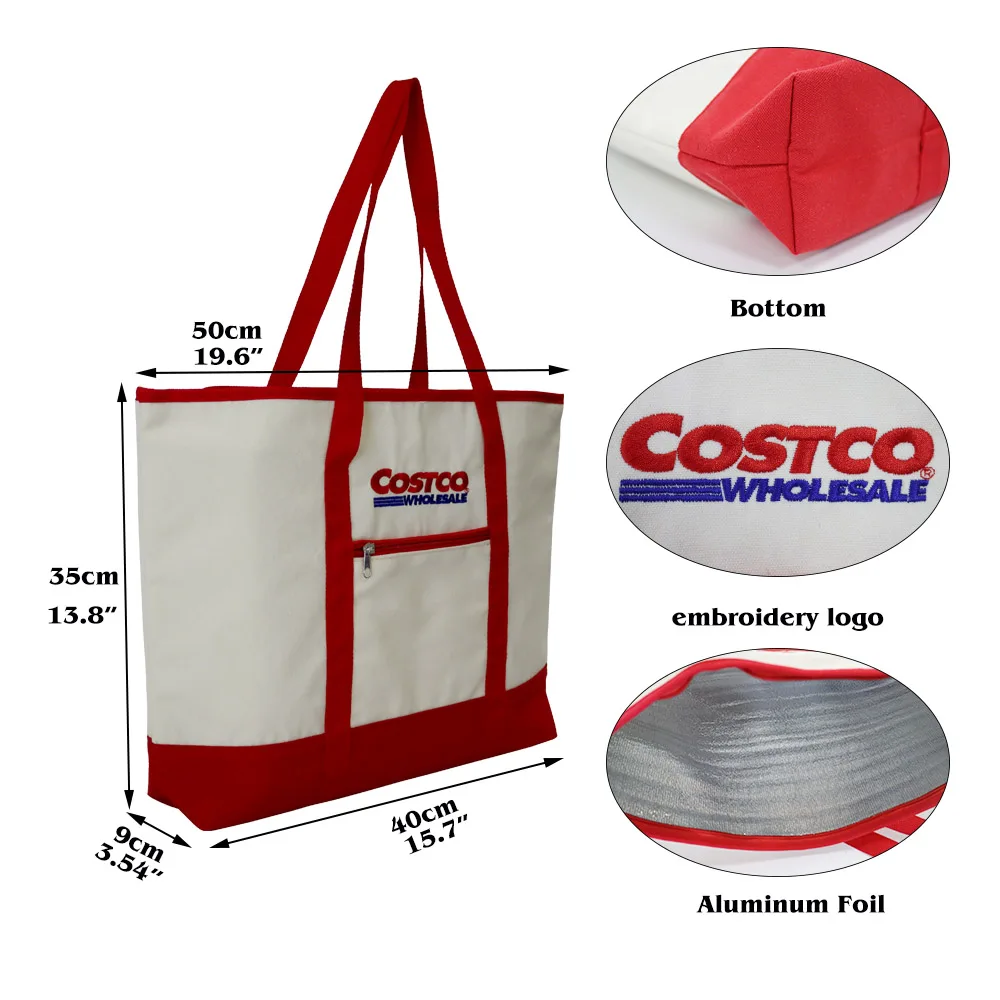Custom Foldable Wine Canvas Lunch Picnic Zipper Tote Cooler Bag Insulated