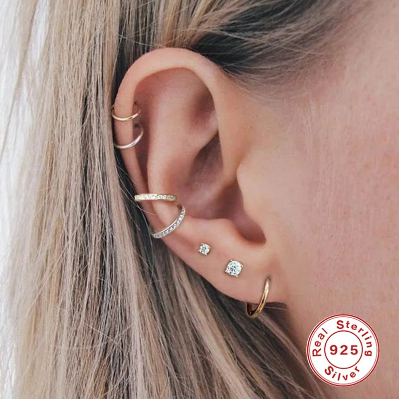 2024 New stylish 18k gold-plated sterling silver stud earrings with diamonds