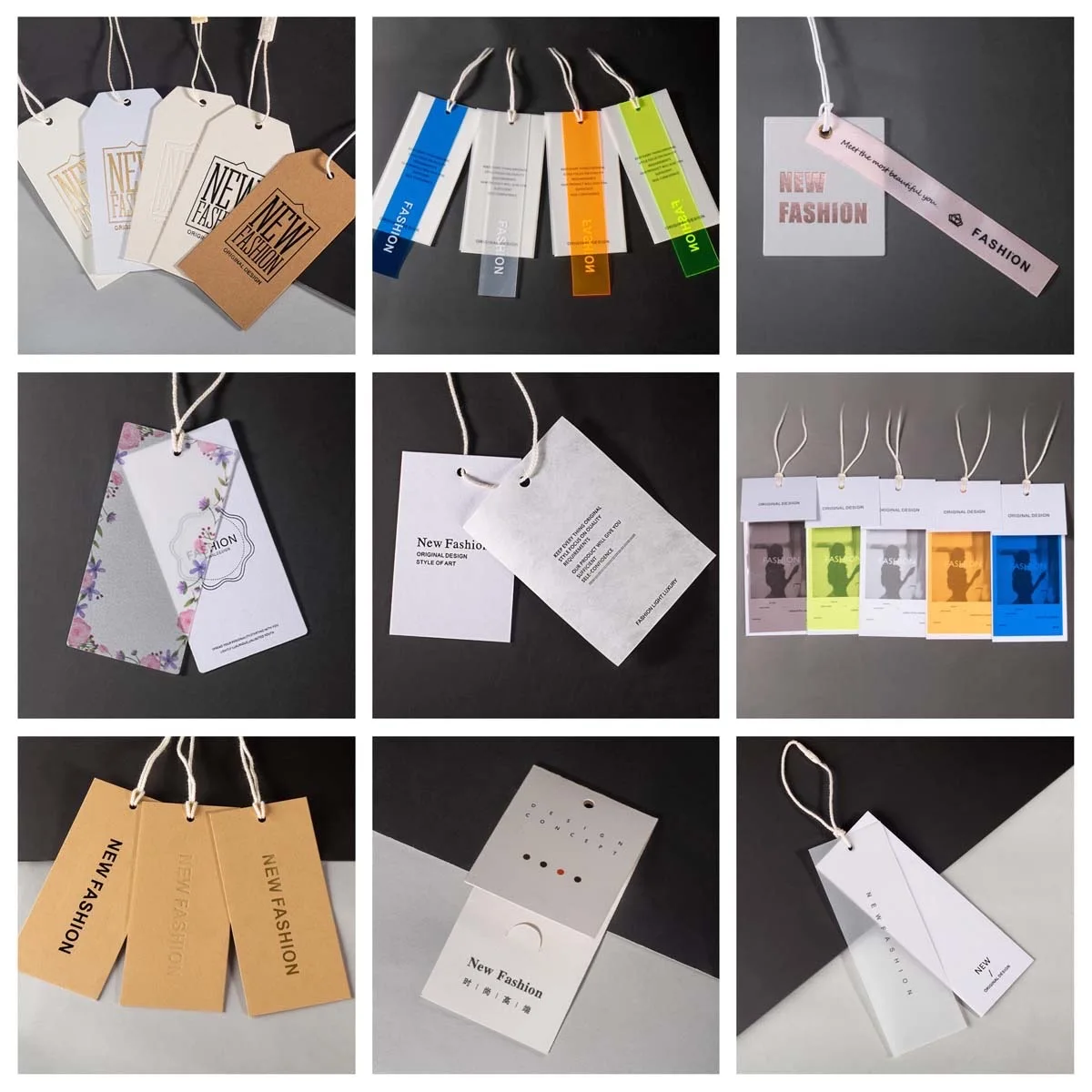 Custom Paper Thank Card Hang Tag Hangtags with Hole handmade with love tags Clothing Labels cards packaging price tag with logo