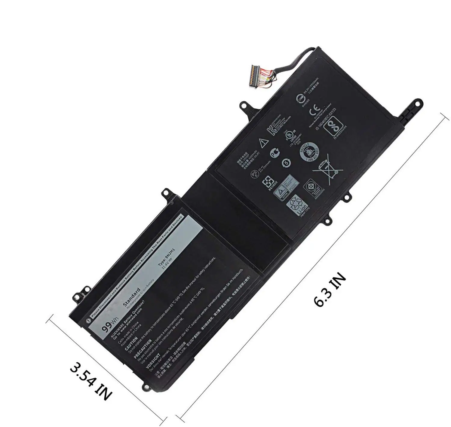 9NJM1 Compatible Battery For Dell Alienware 15 R3 R4, 17 R4 R5 11.4v 99wh Laptop Battery