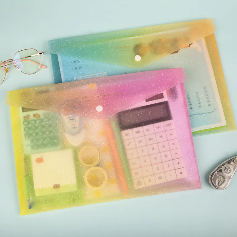 Custom Logo A4 Envelope File Document Folder Clear Document Envelope Organizer with  Button