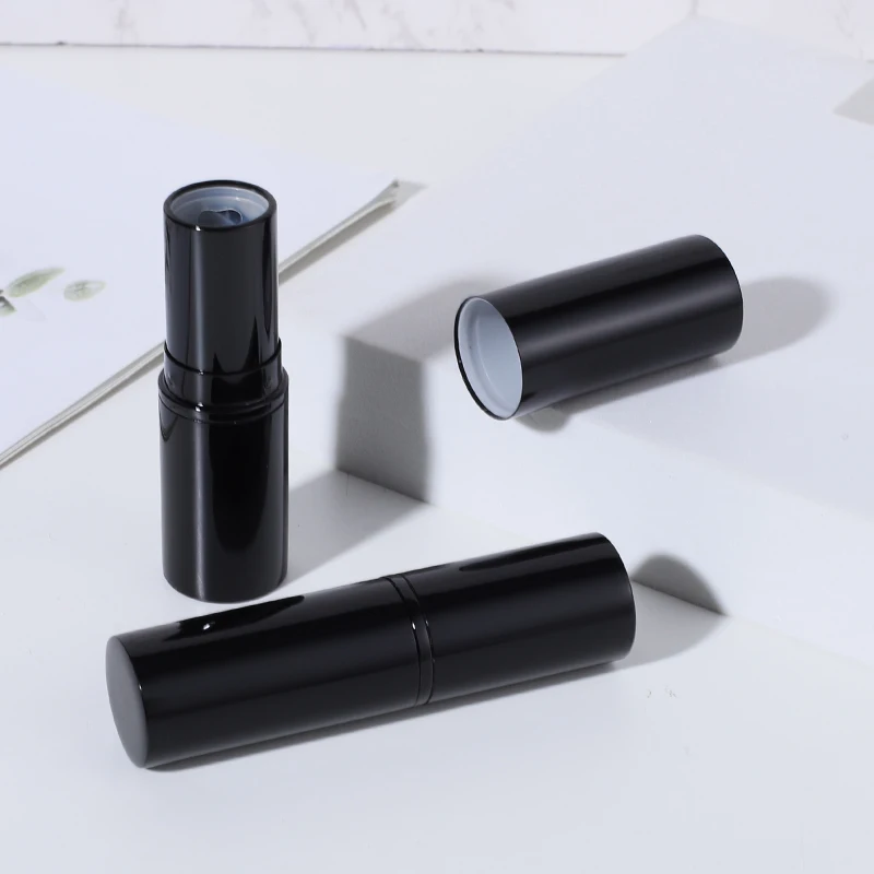 Solid Shiny Aluminium Metal Lip Balm Tube Black