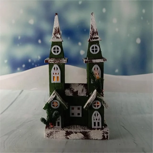 new arrival small craft led wooden mini house village with lights for Christmas holiday decoration