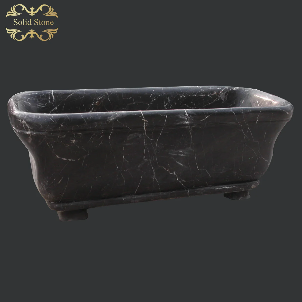 Classic design lion head decorative natural beige stone bathtub