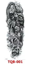 Hot sale new black horror waterproof realistic body flower arm tattoo stickers