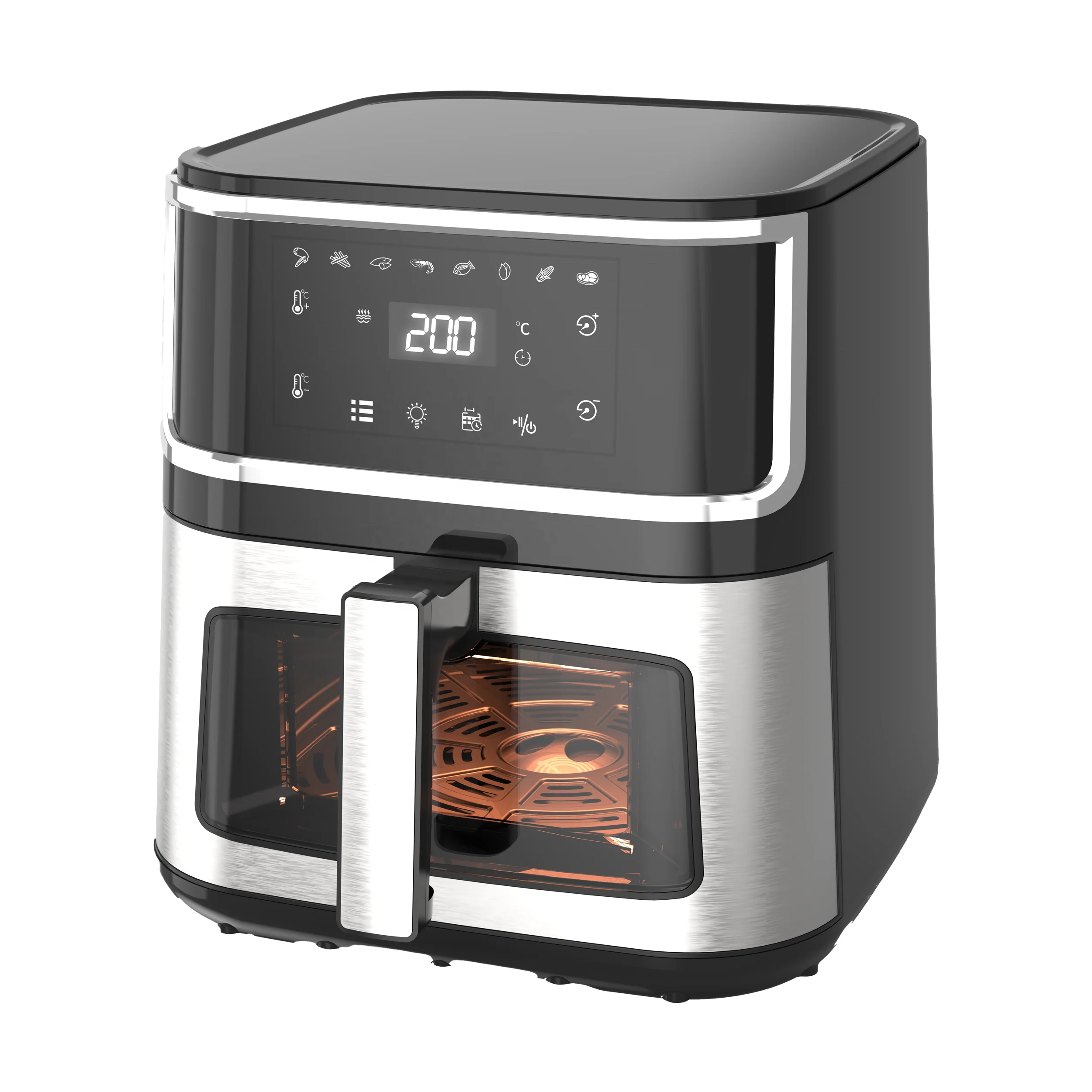 China sale stainless steel commercial glass electric digital industrial small dual double de 8l machine oven smart air fryers