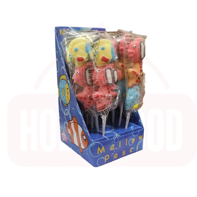 Holeywood 3D 33g Marshmallow String Lollipop Marine Animal Combination Multi-Color Fruit Flavored Sweet Halal Candy Box