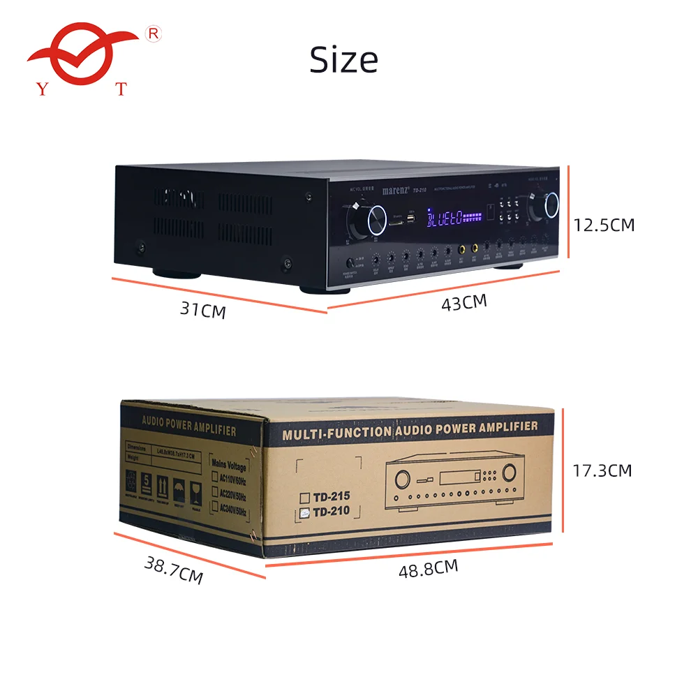Домашний усилитель YATAO 500 Вт 2-канальный с FM-радио Usb SD звуковое оборудование/усилители/динамики