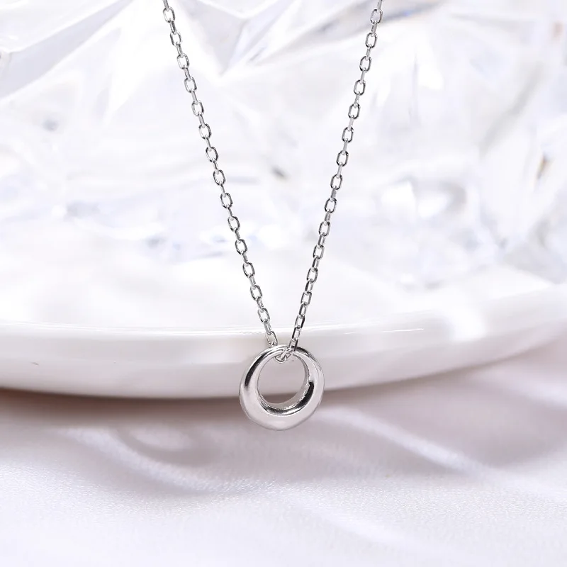 Ожерелье с круглым кулоном для модных людей из серебра 925 пробы с платиновым покрытием