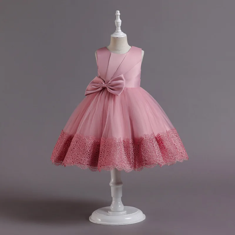 Hot selling lace tutu skirt flower banquet show gown evening dress 3 years baby frock designs teenager girls clothing
