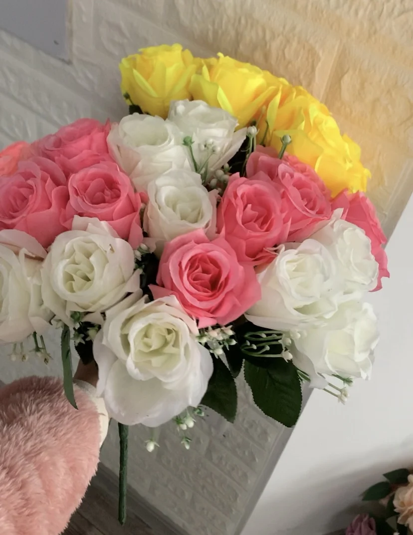 18 голов Свадебные украшения искусственный цветок красный Румяна Розовый букет роз