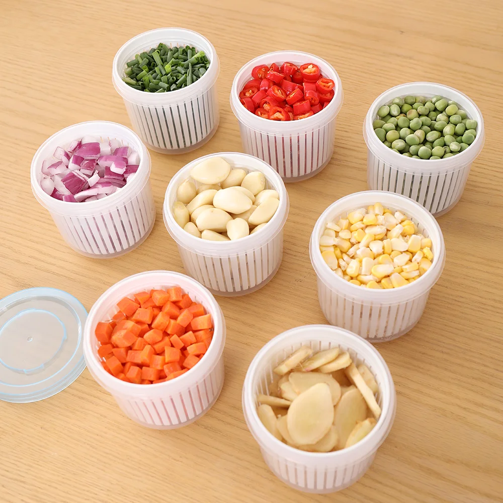 Clear Stacking Food Storage Container Plastic Vegetable Drain Basket with Lid
