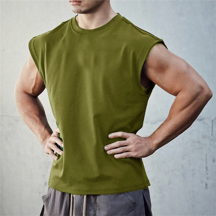 Fashion running workout gym vest men muscle fit gym wear cotton plain tank tops with logo