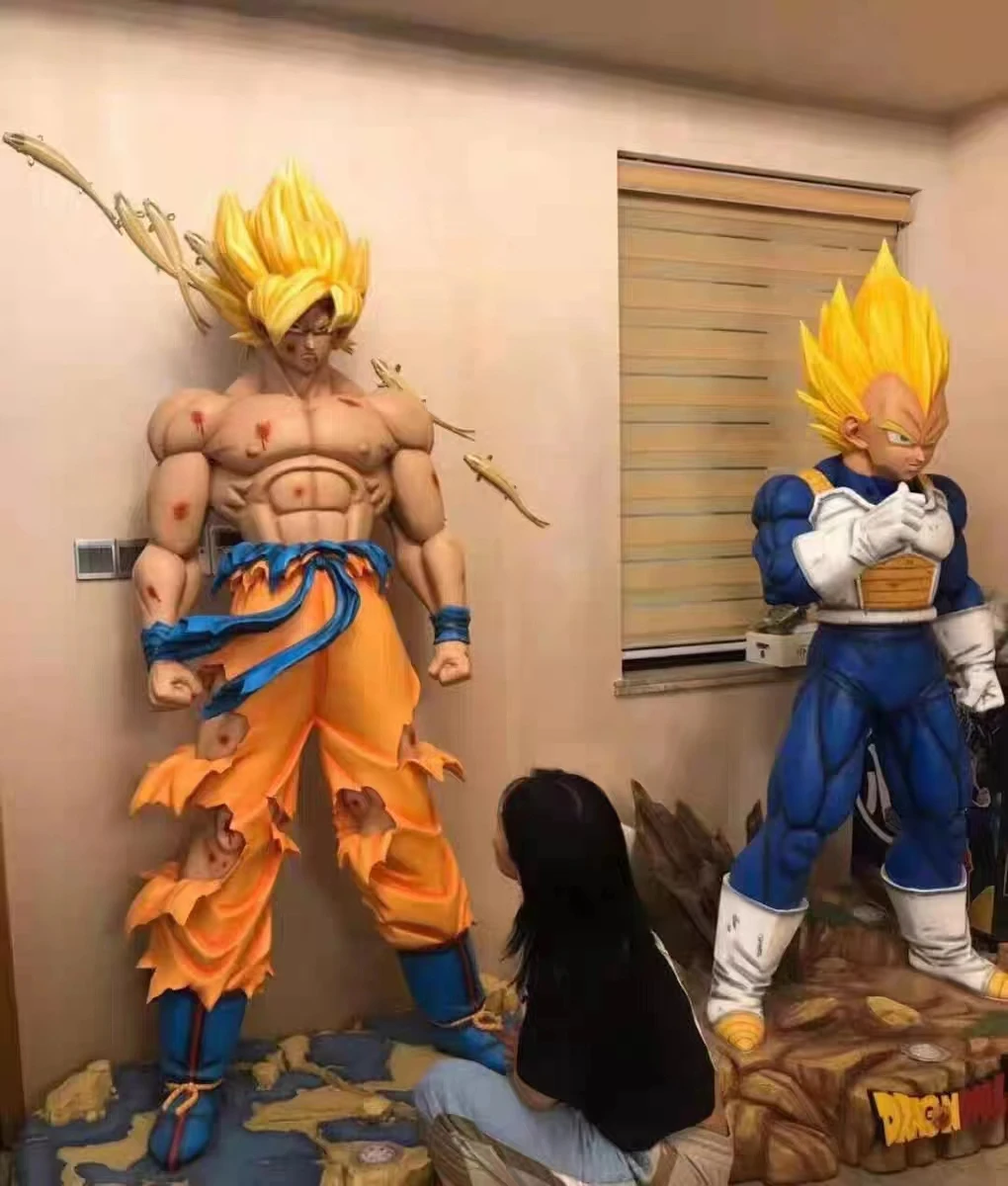 Factory Custom Resin Sculpture  Vegeta Huge Life Size Statue Dragon Ball  Super Resin Goku Dragon Statue With Crystal Ball