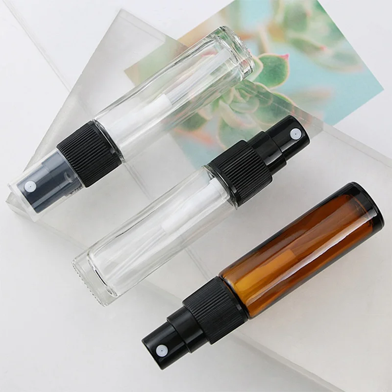 High Quality glass spray bottle with Plastic Spray Pump Mini Tester 10ml Small Perfume Atomizer Vials Sample Glass Bottle