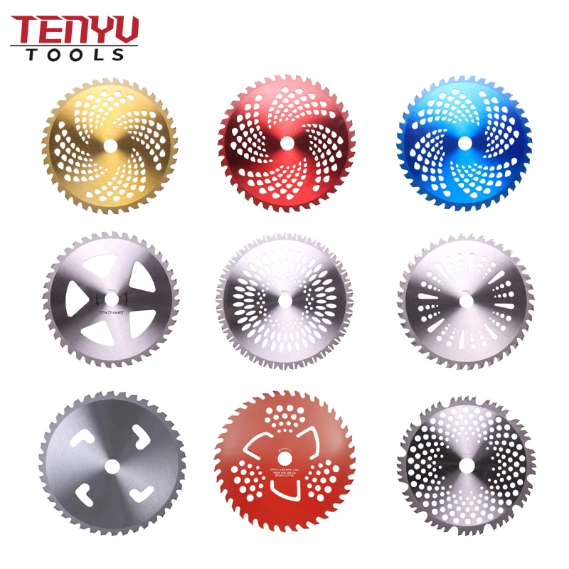 10 inch 255mm 40T 80T 2 teeth 4t 36 Teeth 3Teeth brush grass round alloy cutting machine with circular blade