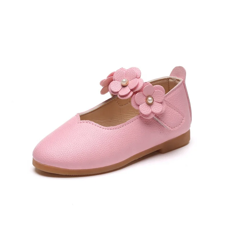  Cute kid girl princess flower ballerinas shoes leather