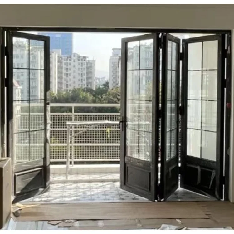 Factory Price Aluminum Glass Aluminium bi fold Sliding Doors Folding Patio Doors Double Glazed Aluminium Bifold Door For Villa