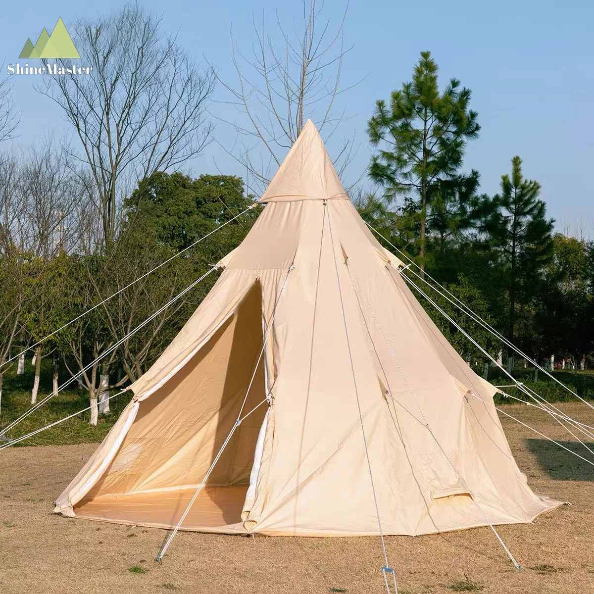 ShineMaster Outdoor Indian Pyramid tent camping Folding large space windproof tent