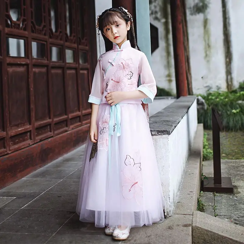 Девушка Hanfu Kid Tang оптовая продажа китайский костюм традиционное детское для девочки