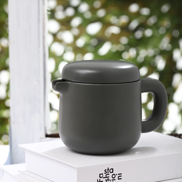 Matte custom logo tea set daily use item black white home goods teapot ceramic tea pot
