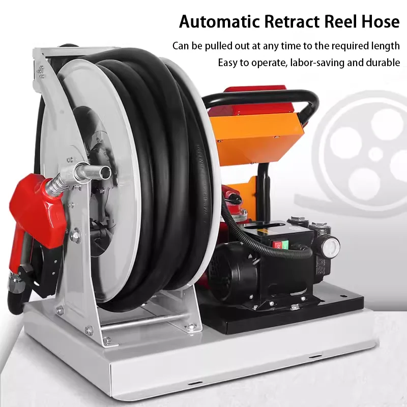 Cavitt Electric 12V/24V/220V Portable Fuel Pump 550W Fuel Reel Dispenser Diesel Pump With Fuel Gun And 10M Hose Reel