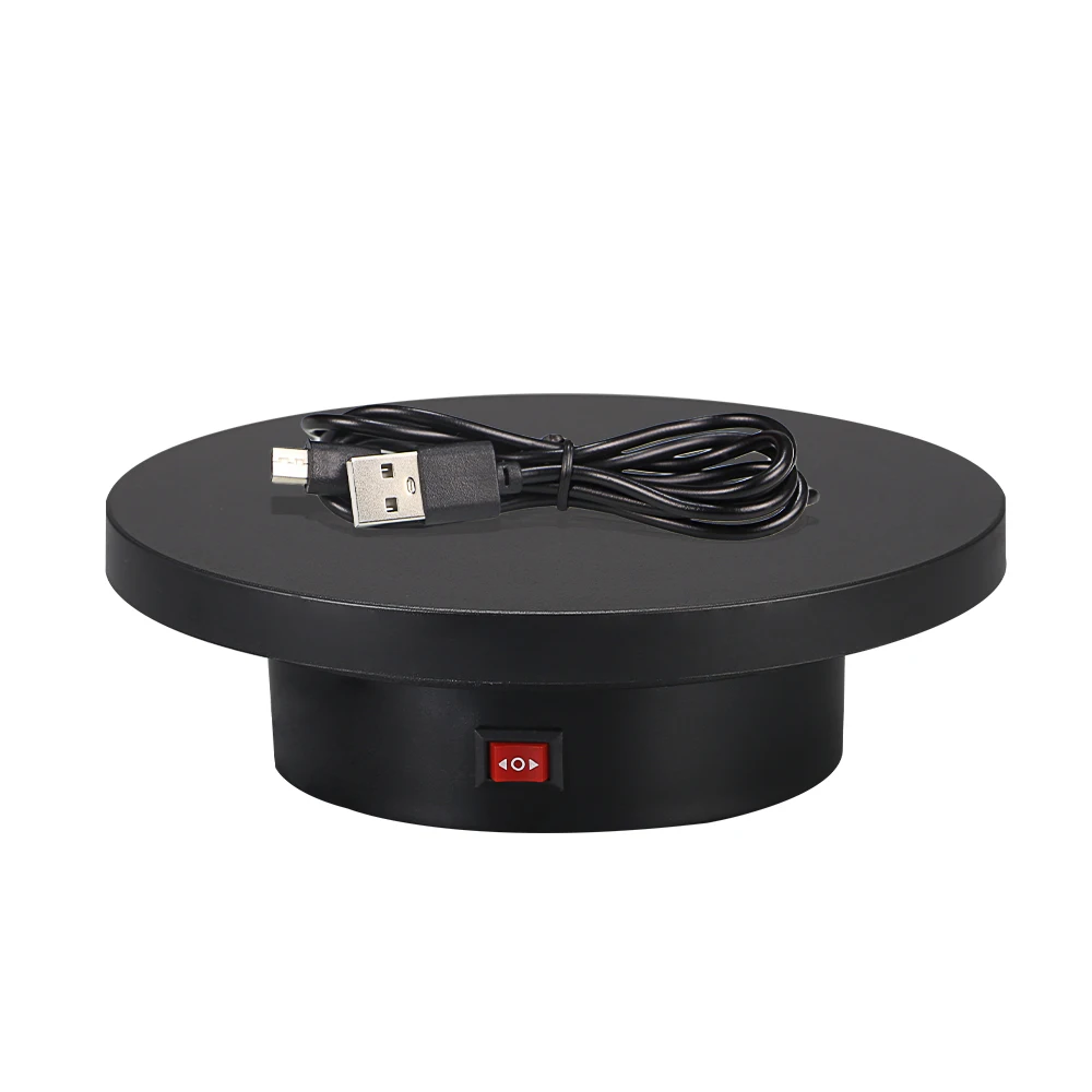 2 Lids 18cm 6.3inch and 12cm 4.7inch Load Bearing 5kg USB Powered 360 Degree Rotating Display Stand Electric Turntable