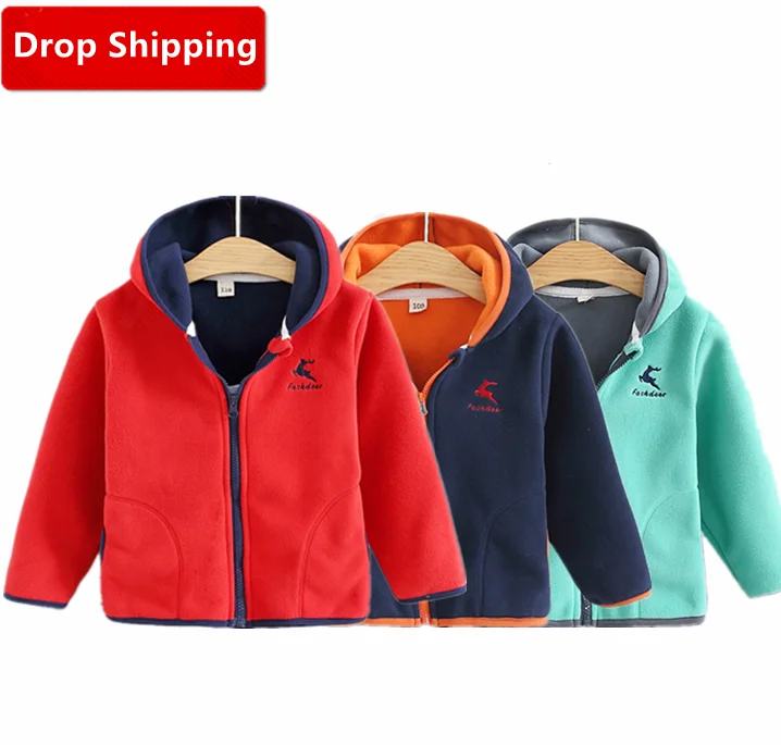 2021 new craze polar fleece fleece spring and autumn children boys and girls windproof and warm hooded jacket