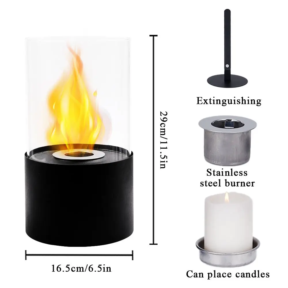 Factory Supply Fire Pit Bio Ethanol Fireplace Round Glass Fireplace Mini Portable Fireplace