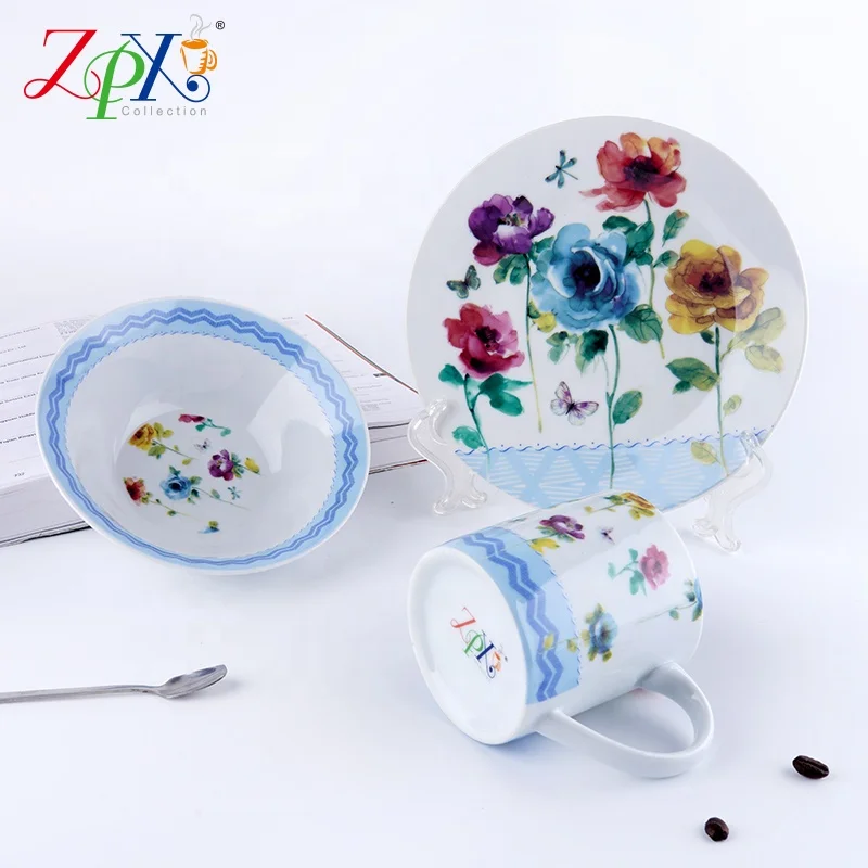 Porcelain Dinner Plate Set Kitchen Plate Ceramic Tableware Food Dishes Rice Salad Noodles Bowl Mug Cutlery Set White Japan Style