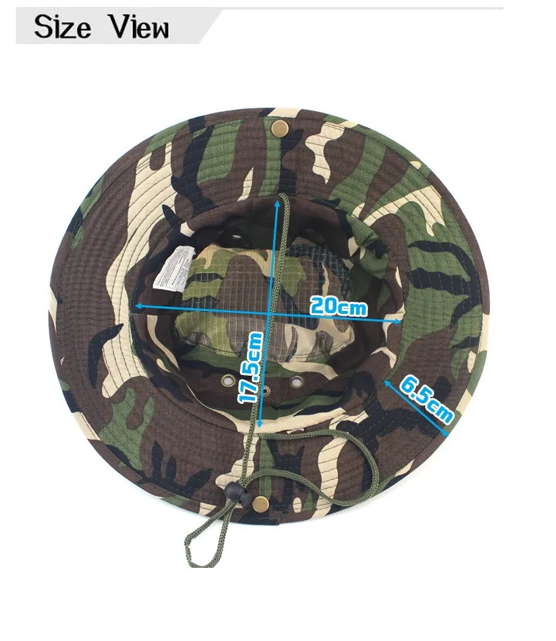 Men Outdoor Sports Sun Bucket Hats Camo Hiking Hunting Fishing Hat Camouflage Tactical Boonie Hat