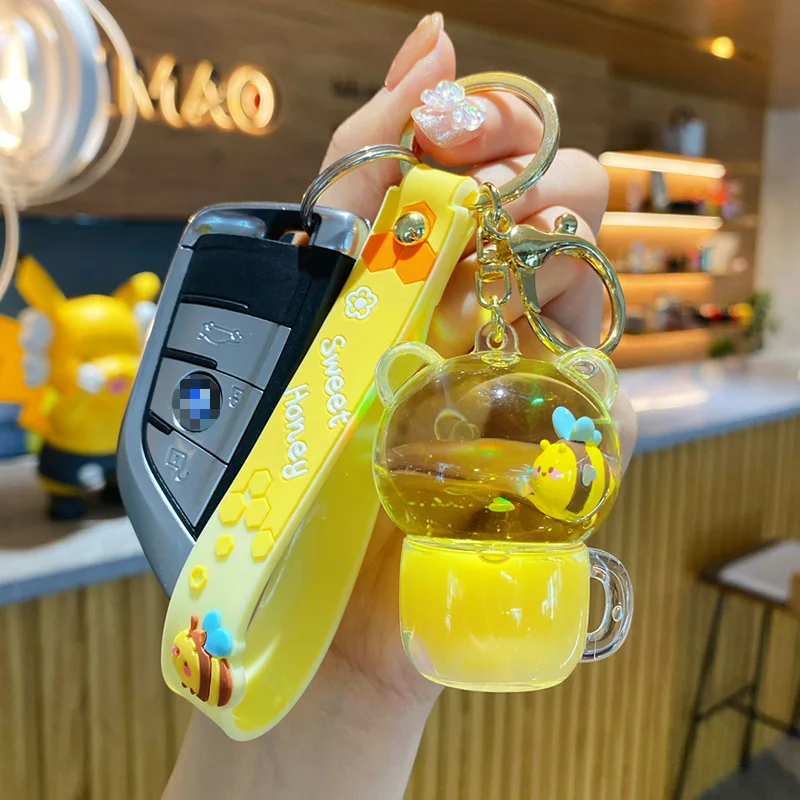 BaiMao hot sale promotional gift cute pvc 3d mini shoe trai key chain crystal little keychain bee cute keychain for women