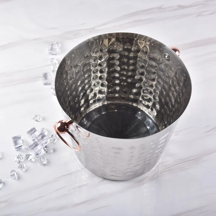 High Quality Ice Bucket with Handle Stainless Steel Champagne Bucket Customer Logo Barware wine chiller OEM for bar party