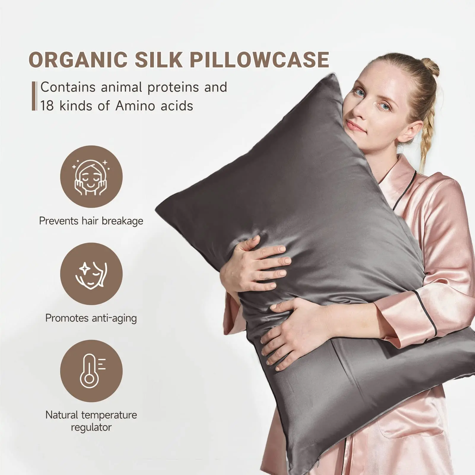 Luxury pure 100% mulberry natural silk pillowcase with zipper or envelope silk pillow case