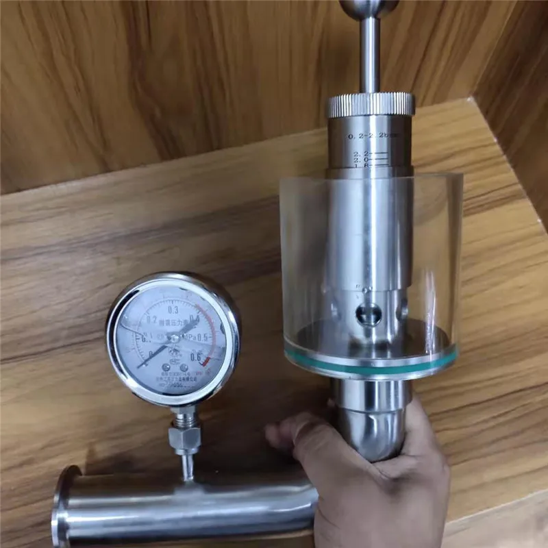 Clamped Safety Valve With Pressure Gauge,SS304&316 Air Pressure Relief  Valve used in food/pharmacy/milk