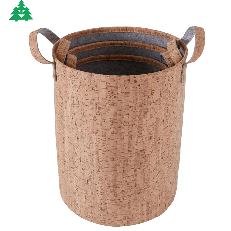 Hot sell and luxury felt and cork household storage bucket baby toys clothes laundry storage basket