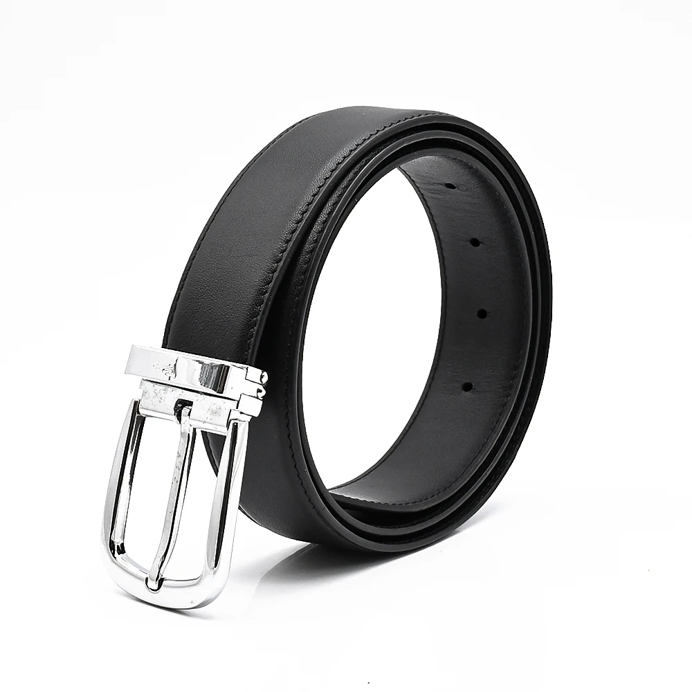 Luxury Professional Custom Man Black Adjustable Pin Buckle Genuine Cow Leather Golf Jeans Waist Belts For Men