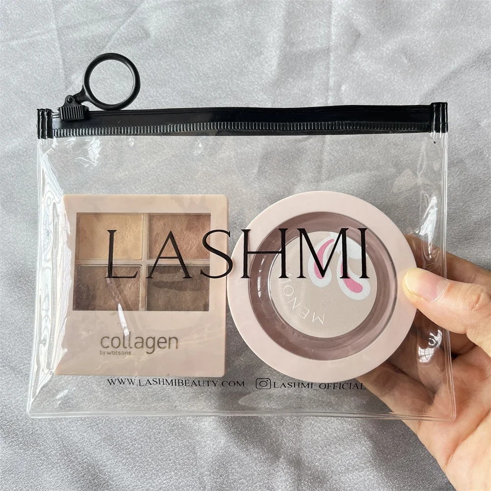 Eco-friendly Custom Logo Plastic Clear vinyl Ziplock Pouch Cheap Cosmetics Zip Lock Pvc Zipper Bag For Eye Shadow Packaging