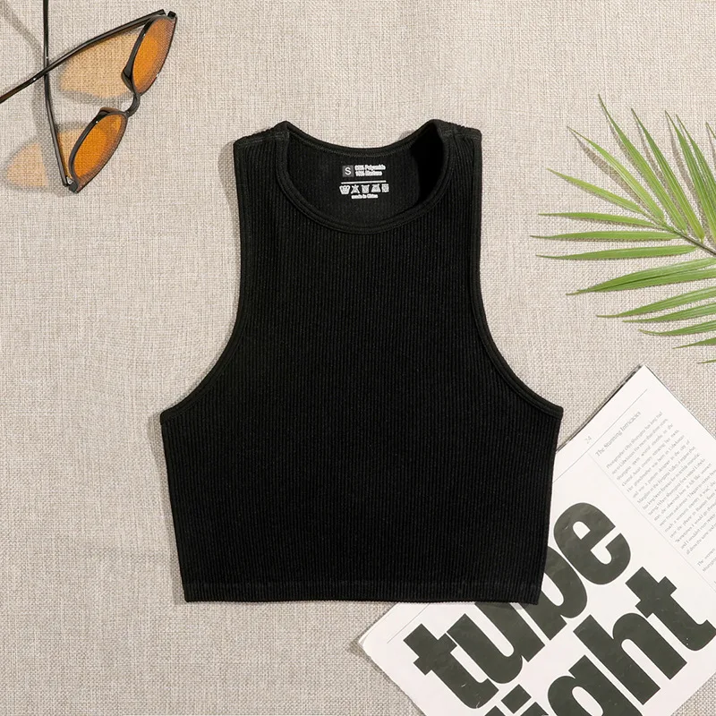 Factory Directly Sale European And American Thread Yoga Running Fitness Knit Sleeveless Crop Tank Tops For Women