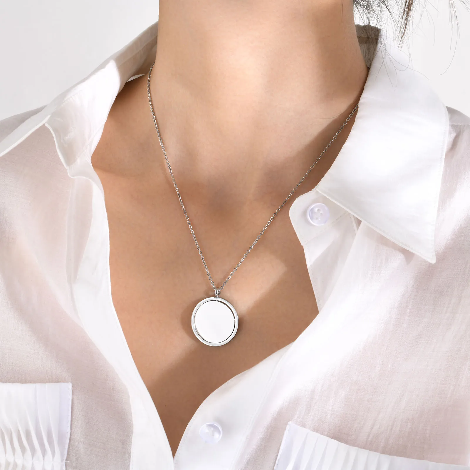 laser engravable jewelry blanks blank spinning disc coin round pendant spinner necklace for women