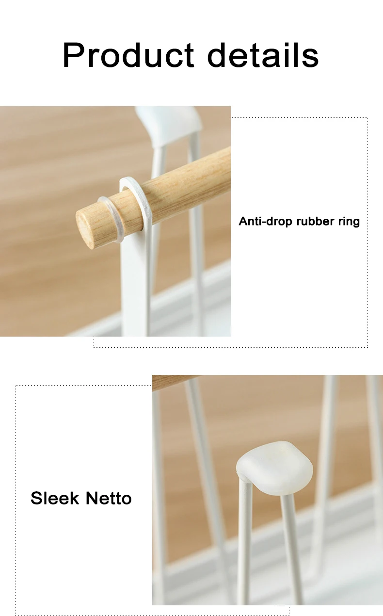 Kitchen Desktop wooden Handle 6 Cup Mug Drying display stand coffee cup holder storage organizer