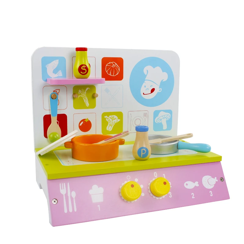 Hot sales wholesale small green cooktop Pretend Play Toys wooden kitchen toys