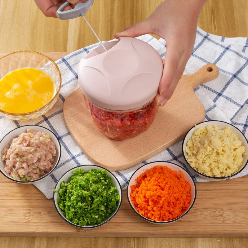 Practical Kitchen Accessories 2021 Plastic Manual Pull Mini Food Chopper Multifunctional meat grinder and vegetable shredder