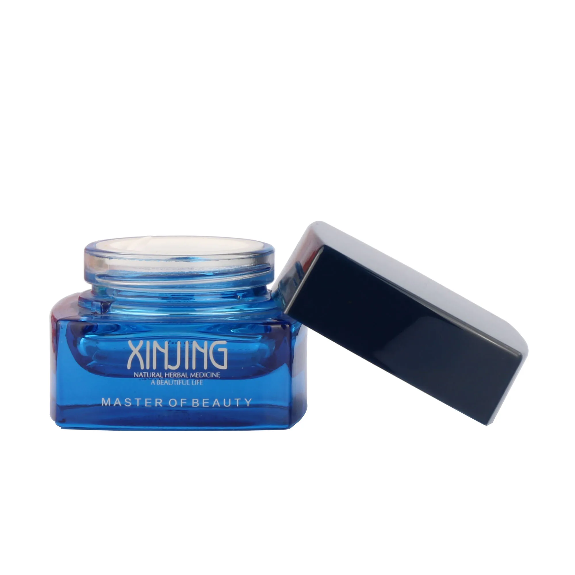 Low profile 0.5 1 1.7 ounce acrylic lotion gel glass container square cosmetic packaging face wide mouth cream jar