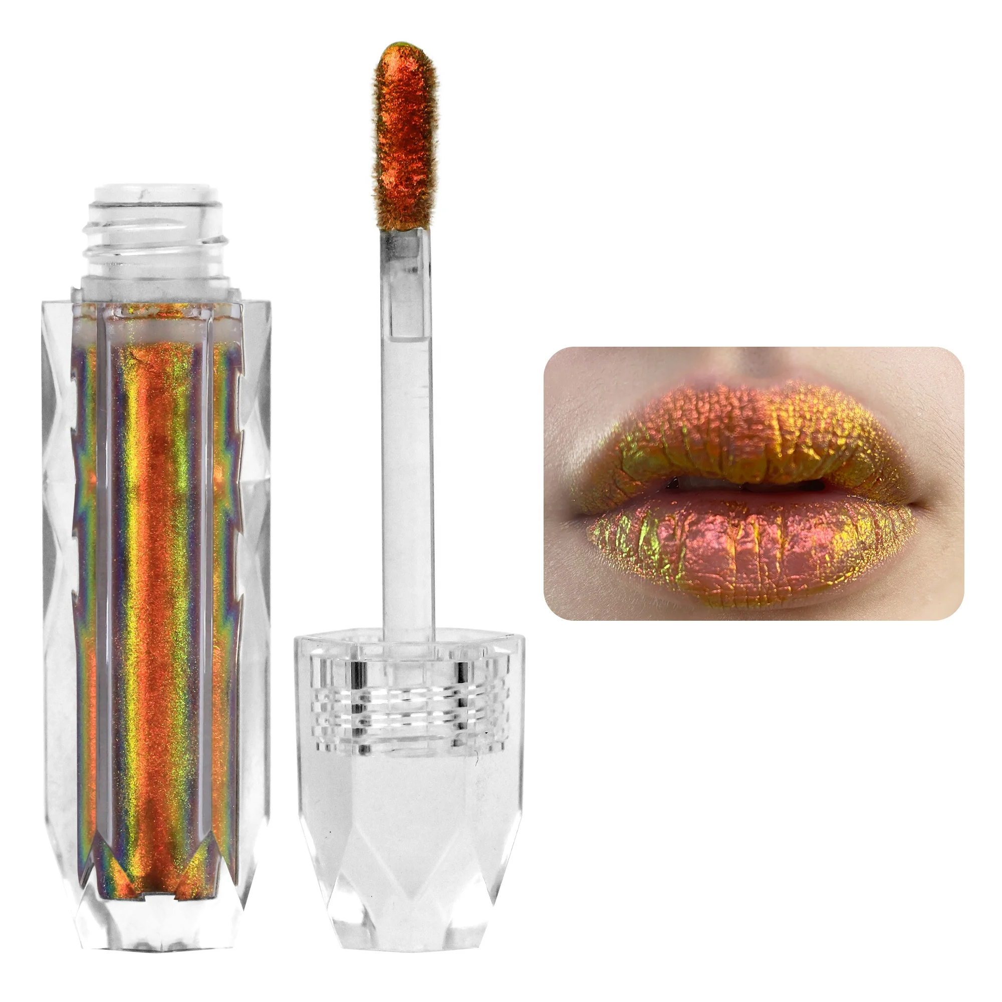 Duochrome пигмент, металлическая веганская жидкая помада, водостойкая стойкая многохромная блестящая губная помада, частная марка