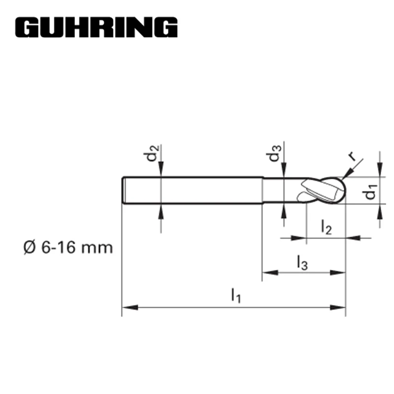 Guhring Milling Tools Ball Nose End Mills 1.5mm Coated Carbide End Mill CNC Milling Machine Tools