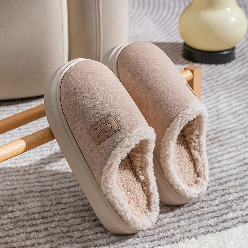 New Cotton Slippers for Women Couple Warm Soft Plush Fashion Leisure Ladies Home Slippers Cotton Closed Toe Winter Shoes Women