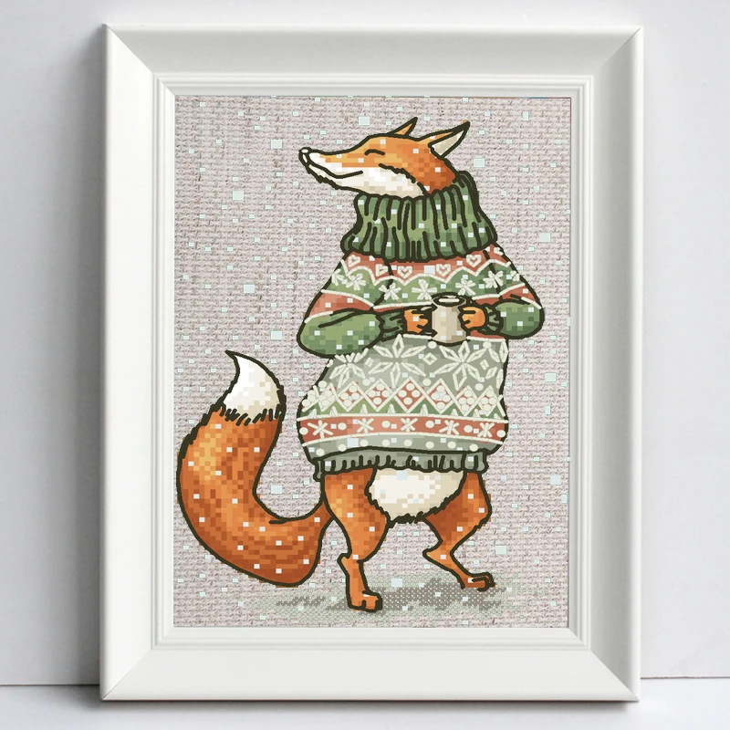
embroider DIY DMC Cross stitch Sets For Embroidery kits The fox with the tea factory direct sale Cartoon 